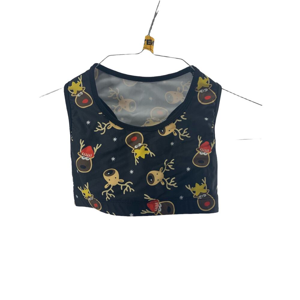 Crazy Pants Girls' Christmas Reindeer Sports Bra Youth Size Small